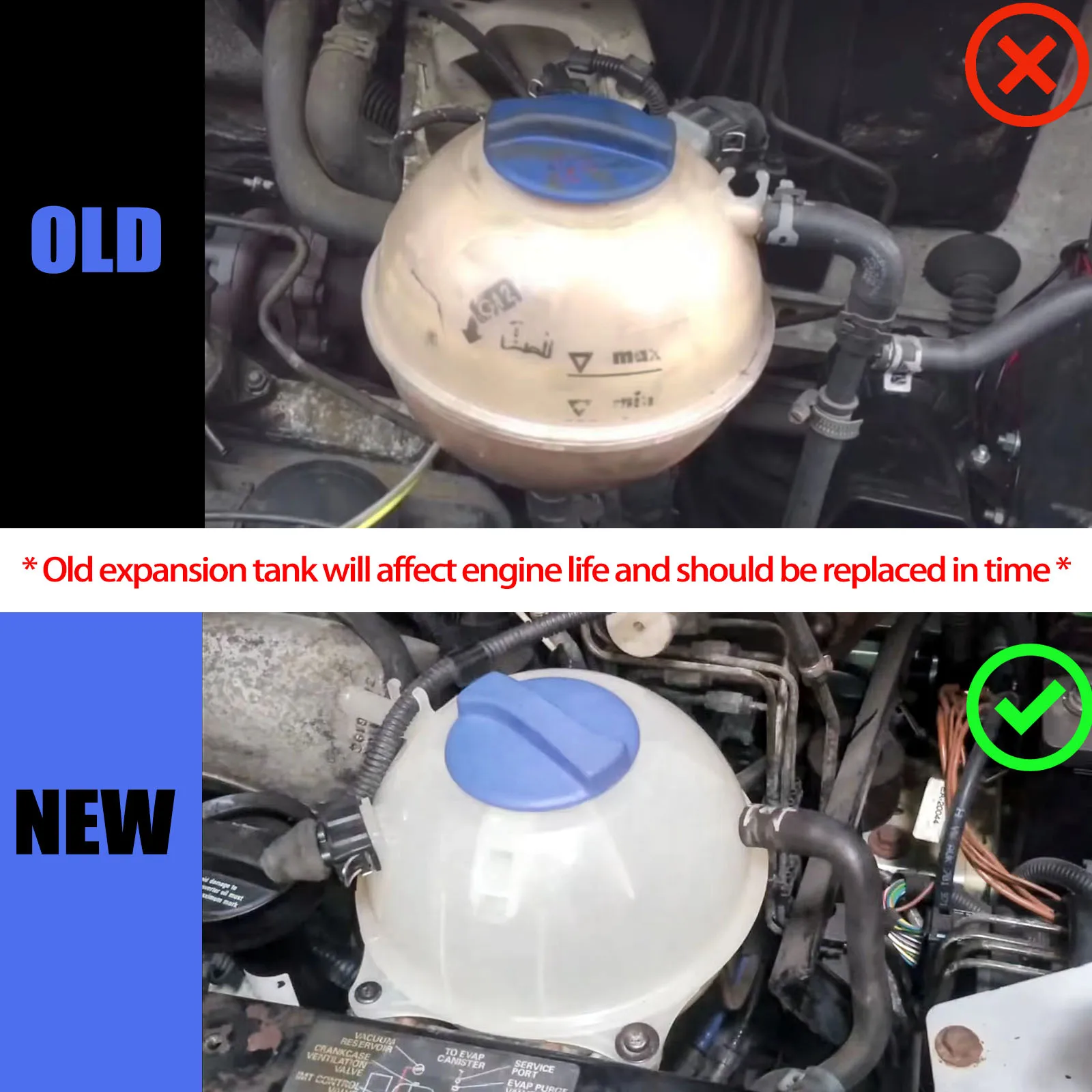 Engine Coolant Reservoir Expansion Tank For VW Transporter Bus Van Platform Chassis T4 1990-2003 701121407B 701121407C Replace