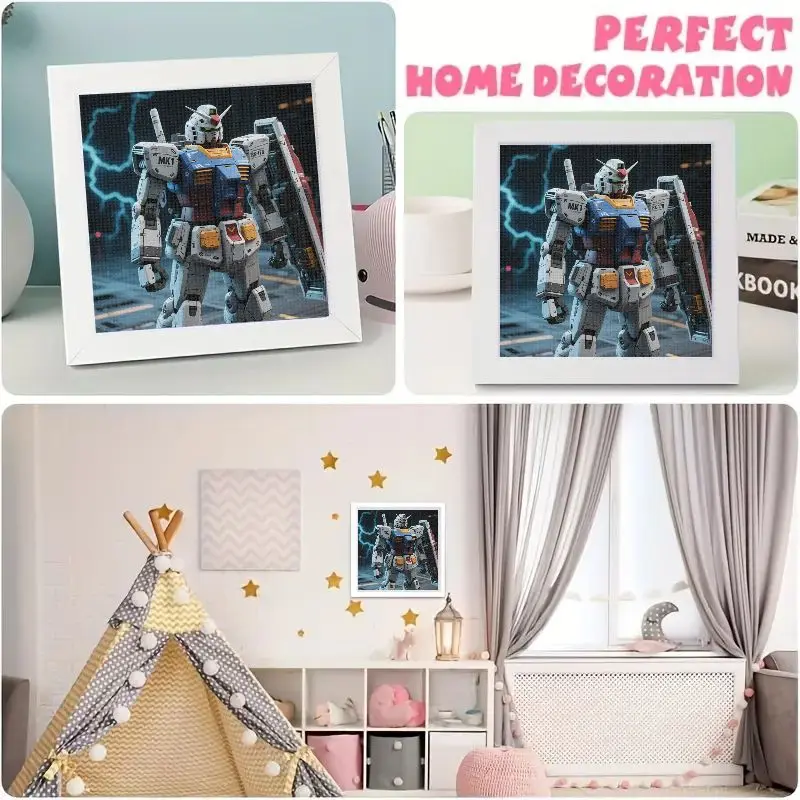 5D DIY Full Drill Diamond Painting Kit, Classic Mobile Suit Gundam RX-78-2 Mecha Robot Anime Character Diamond Art, Creative Hob