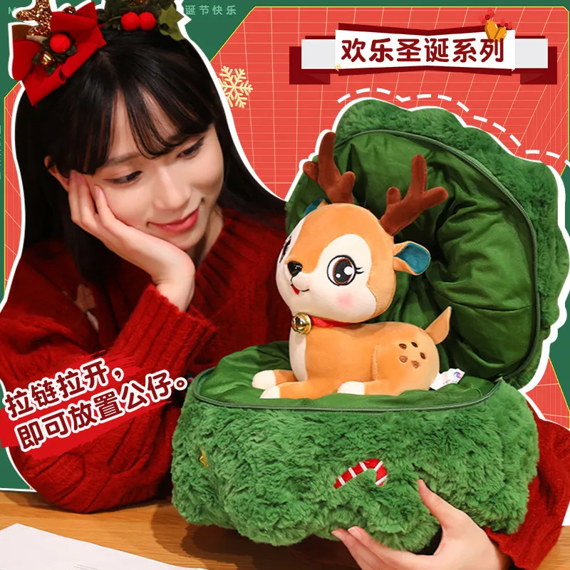 Poduszka choinkowa, lalka renifer, pluszak, lalka Święty Mikołaj, dziewczyna, prezent świąteczny, prezent świąteczny dla przyjaciółki