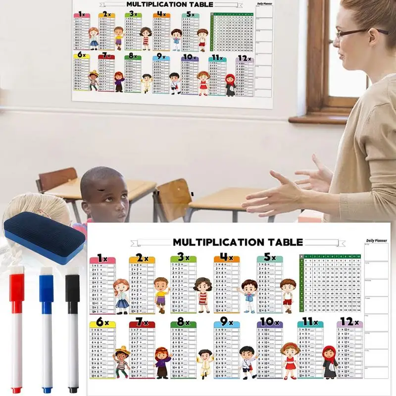Tafels van vermenigvuldiging voor kinderen Droog wissen Gekleurd vermenigvuldiging Werkboek Interactief leermiddel voor thuis Klaslokaal School