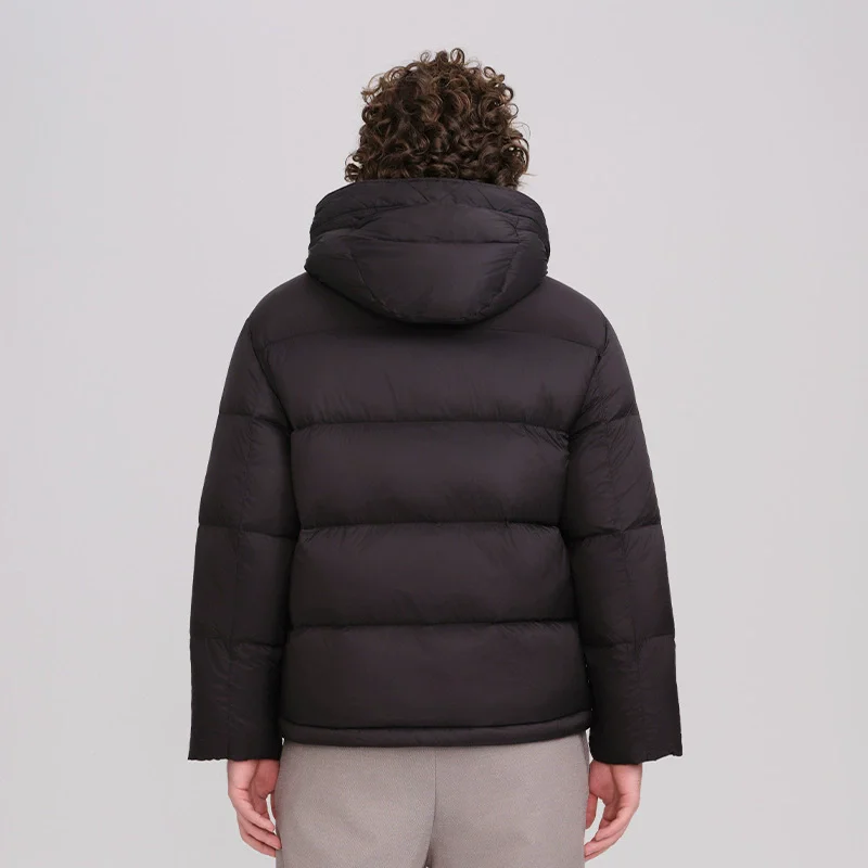 Men's Thickened Winter White Duck Down Jacket 2025 New Short-Sleeved Hooded Down Coat