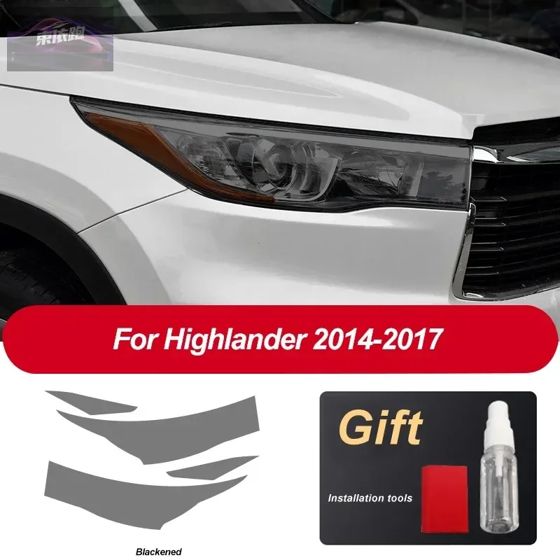 

Car Headlight Protective Film Headlamp Transparent Black TPU Sticker For Toyota Highlander 2014 2015 2016 2017 Accessories TPU