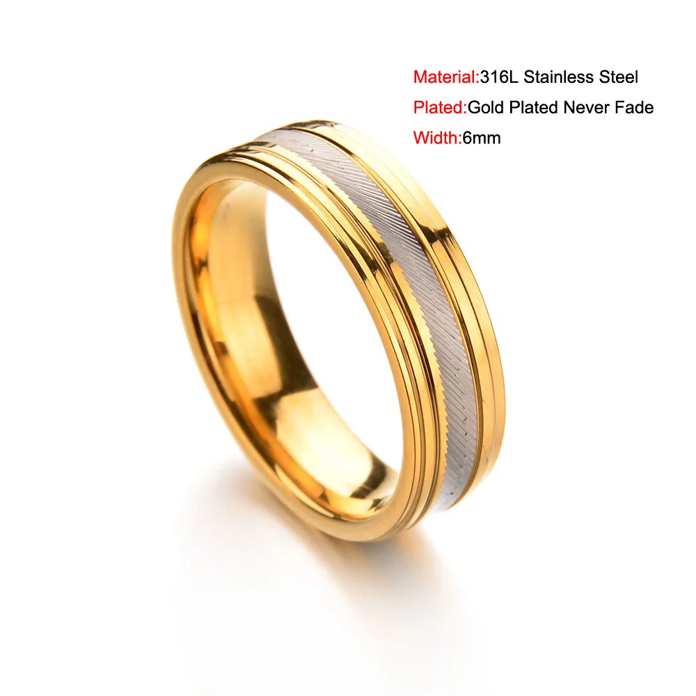 Titanium Steel Engrave Gold Color Wedding Bands Ring for men Wedding Promise Rings For Women Engagement Jewelry