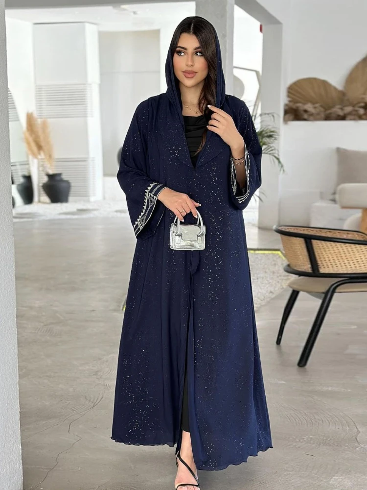 Eid Embroidery Abaya for Women Muslim Cardigan Dress Ramadan Elegant Morocco Kaftan Vestidos Largos Dubai Robe Jalabiya 2024