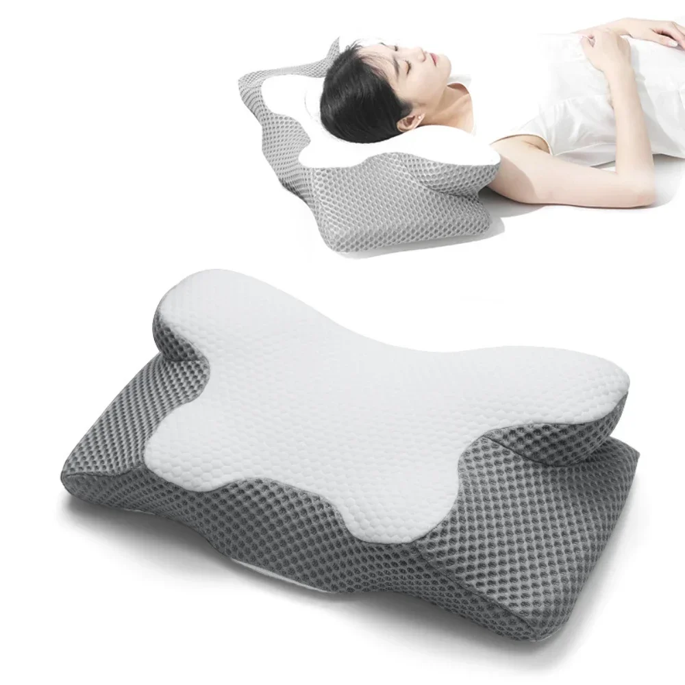 Ergonomic Conventionally Shaped Bed Pillows, Cervical Pillows for Neck and Shoulder Pain Memory Foam Pillows with Slow Rebound