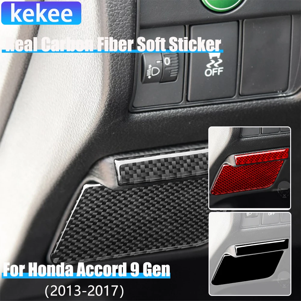 

Real Carbon Fiber Car Accessories Driver Storage Panel Trim Cover Soft Sticker For Honda Accord 9th Gen 2014 2015 2016 2017