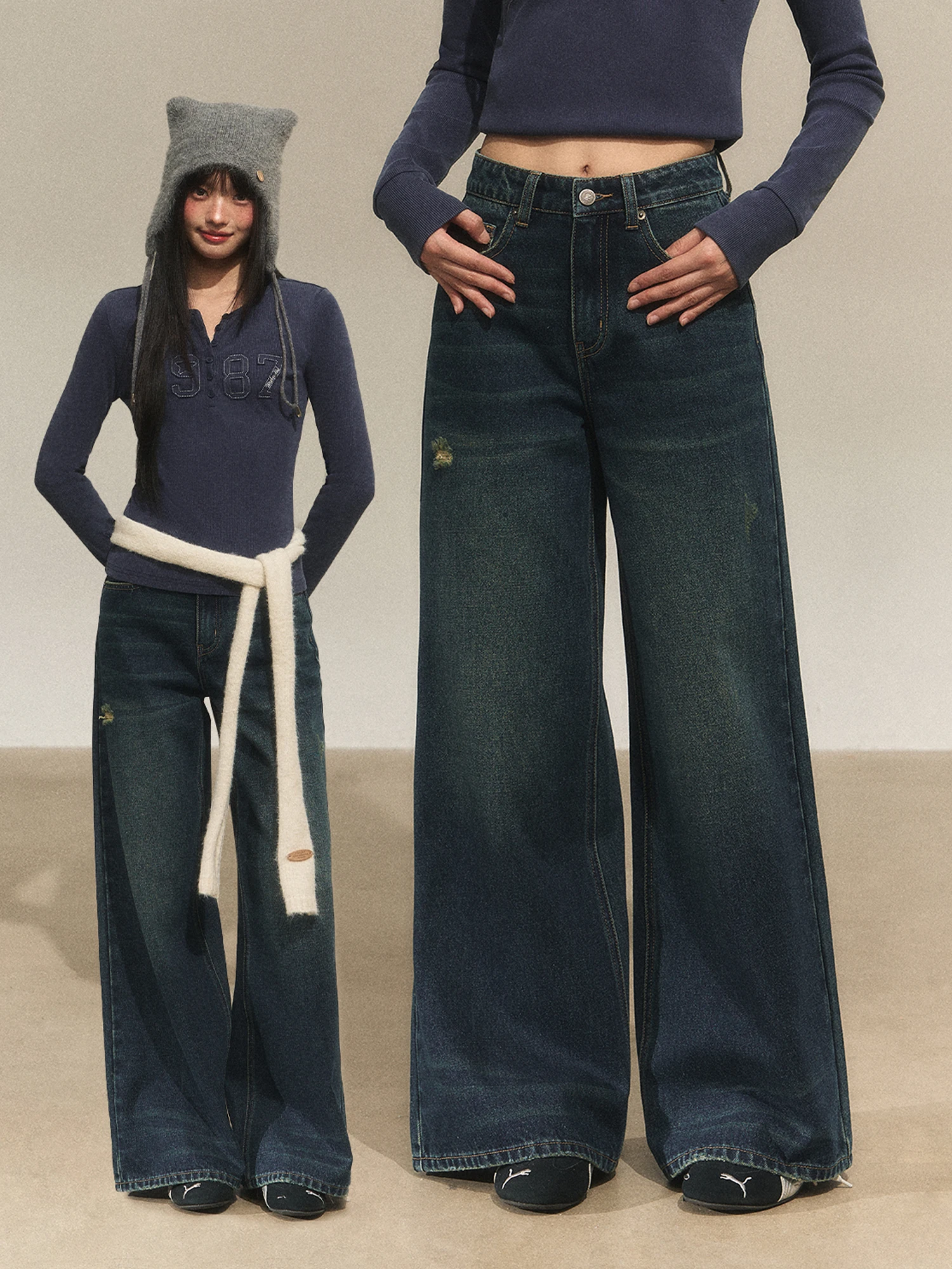 

Джинсы Wedhub винтажные, свободные, с широкими штанинами, женские, темно-синие, универсальные, прямые, повседневные, с застежкой на пуговицах на талии...