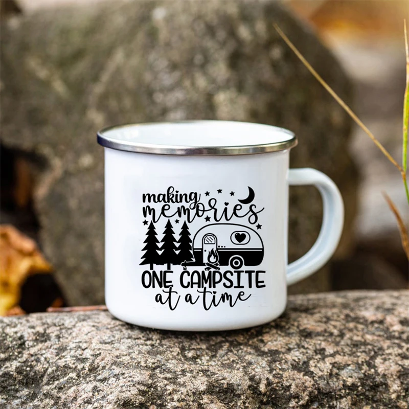 Making Memories One Campsite At A Time Camping Mug Happy Camping Campfire Enamel Mug Adventure Cups Camper Van Gift