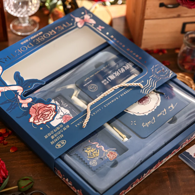 2 teile/los Rose Poesie Serie Notebook Geschenk box