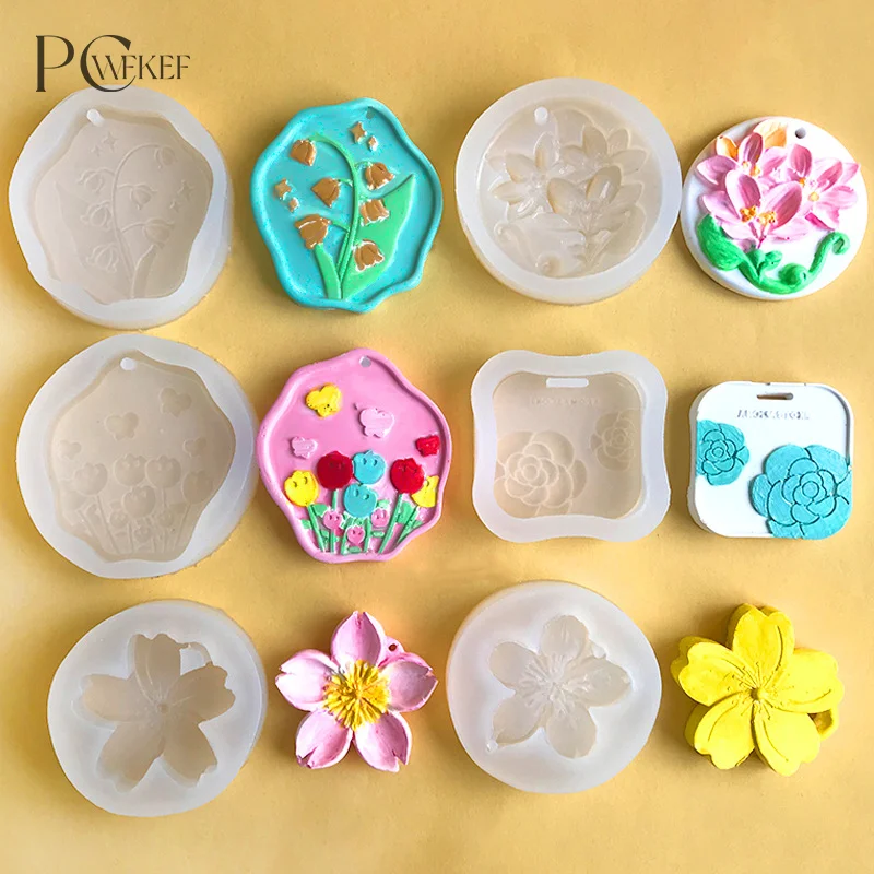 

Flower Aromatherapy Gypsum Hanging Silicone Mold DIY Plaster Candle Wax Sheet Wardrobe Car Mounted Hanging Mould