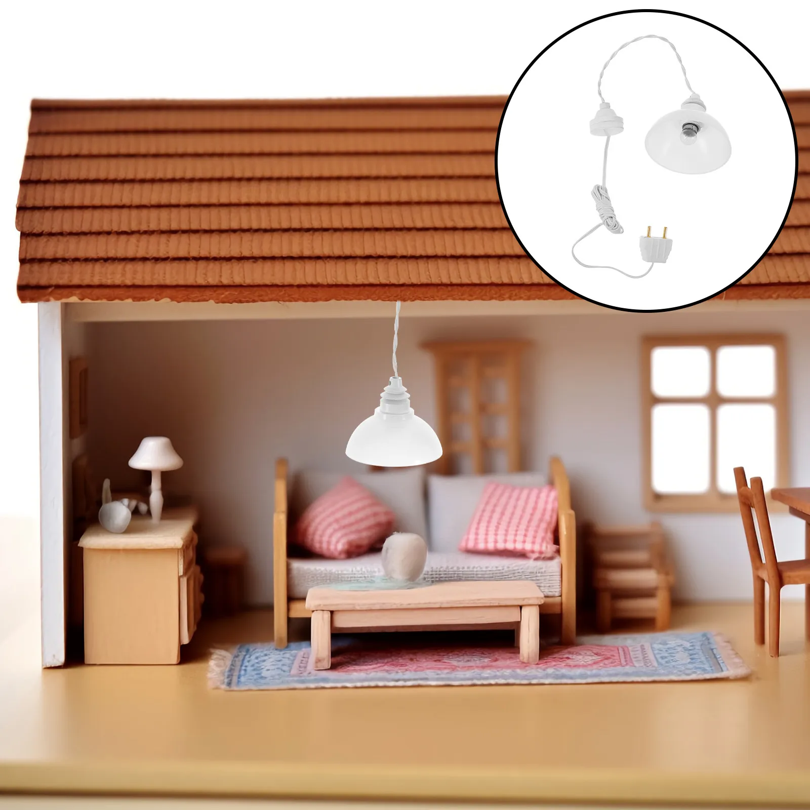 

Миниатюрная люстра 1:12, белая подвесная лампа для кукольного домика, потолочный светильник, декор, миниатюрная мебель, аксессуары для сцен