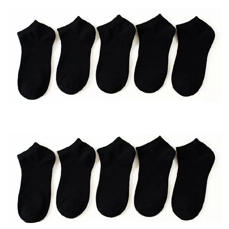 

10 Pairs Men Summer Boat Socks Large size 44,45,46,47,48 Black Breathable Fashion Male Cotton Socks Men short Big New