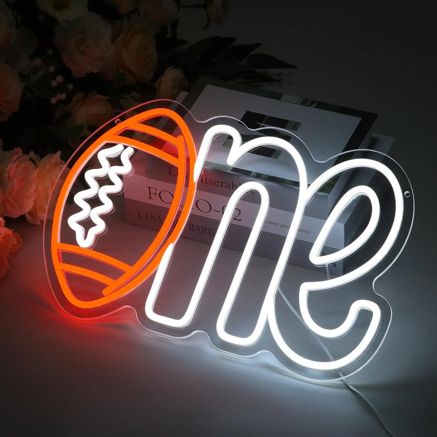 Football One Neon Sign LED Wall Light USB Powered Hanging Lamp Birthday Party Boys Bedroom Sports Theme Party  Decor Gift