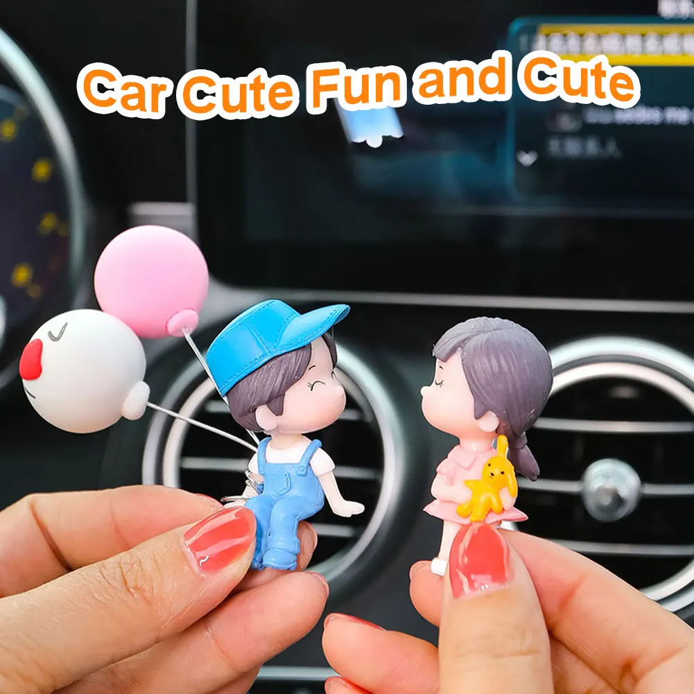 Car Decoration Cute Cartoon Couples Figure Figurines Balloon Ornament Auto Interior Dashboard Accessory For Girls Gifts Supply