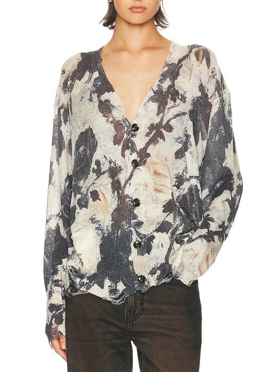 

2025 Women's Fashion Shirts Knitted 3D Printed Loose Casual Women's Tops T-shirts y2k New Fashion High-quality Cardigan bra