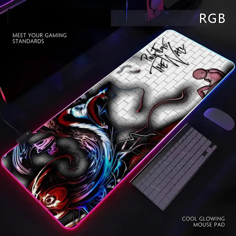 1pc P-Pink-K F-FloydES Mouse Pad RGB Gamer LED Light Mouse Mat Peripherals Mousepad Computer Desk Mat XL Mice Keyboard Carpet