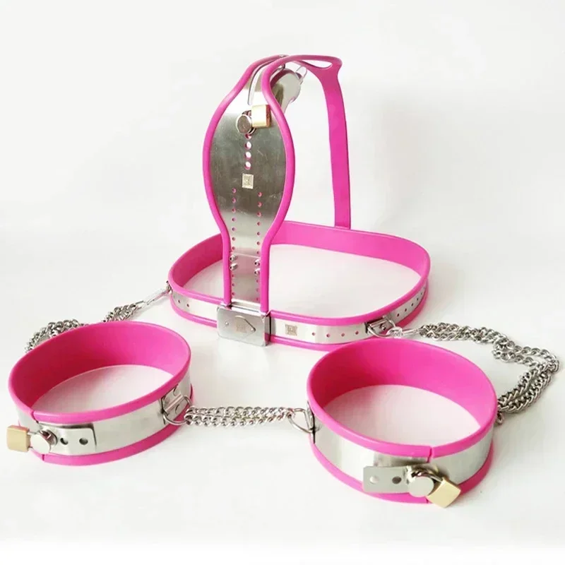 الفولاذ المقاوم للصدأ حزام العفة الذكور مع قفص القضيب قفل الأصفاد حلقات الفخذ BDSM عبودية مجموعة للكبار الرجال الجنس لعب #2