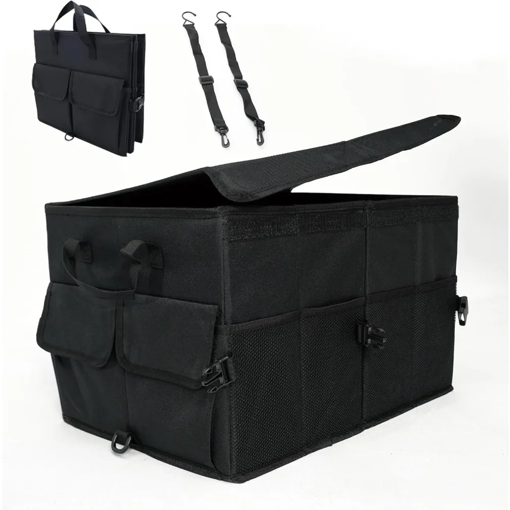 

car trunk organizer – collapsible, multi-compartment storage for suvs, cars, and vehicle accessories