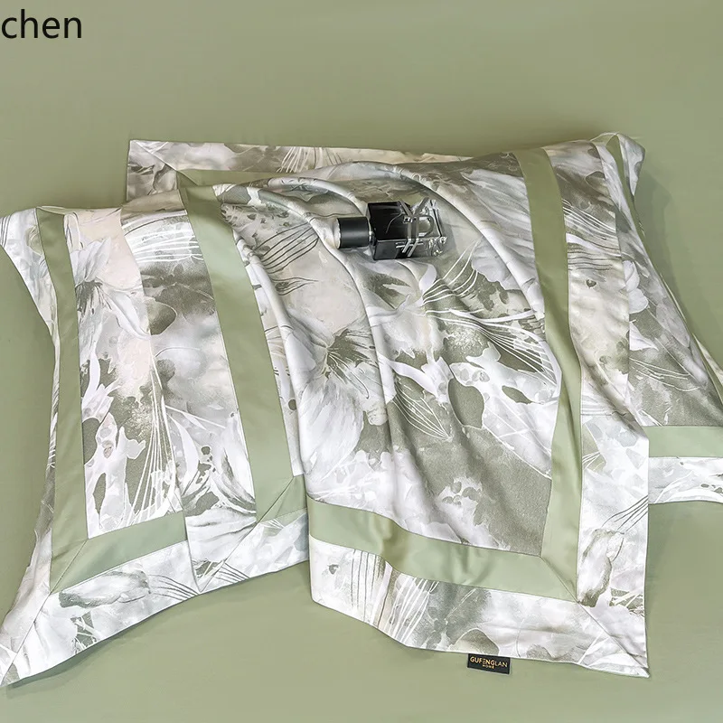 H1Intellectual and Elegant Style100-Count Long-Staple Cotton Four-Piece Set Printed Skin-Friendly All-Cotton Four-Season Bedding
