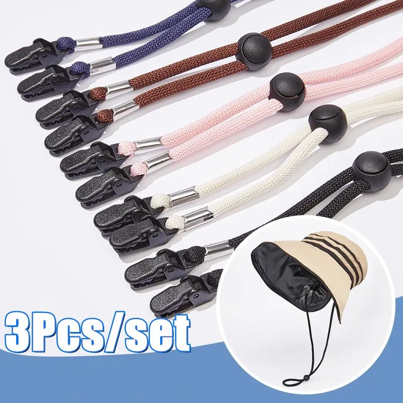 3-teiliger elastischer Huthalter, winddichter Hutgurt, verstellbares Hutkinnband, abnehmbares Hutwindseil, Sonnenhut-Lanyard