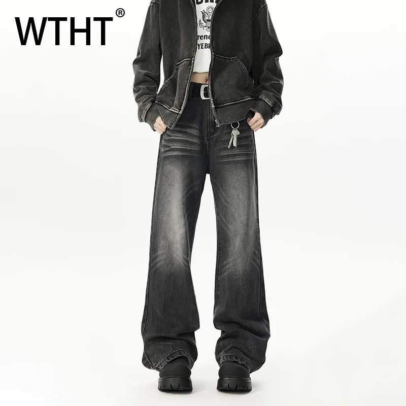

WTHT Fashion 2025 Autumn Men's Gradient Straight Loose Denim Pants Vintage Casual High-wasited Wide Leg Jeans Male 2A1506