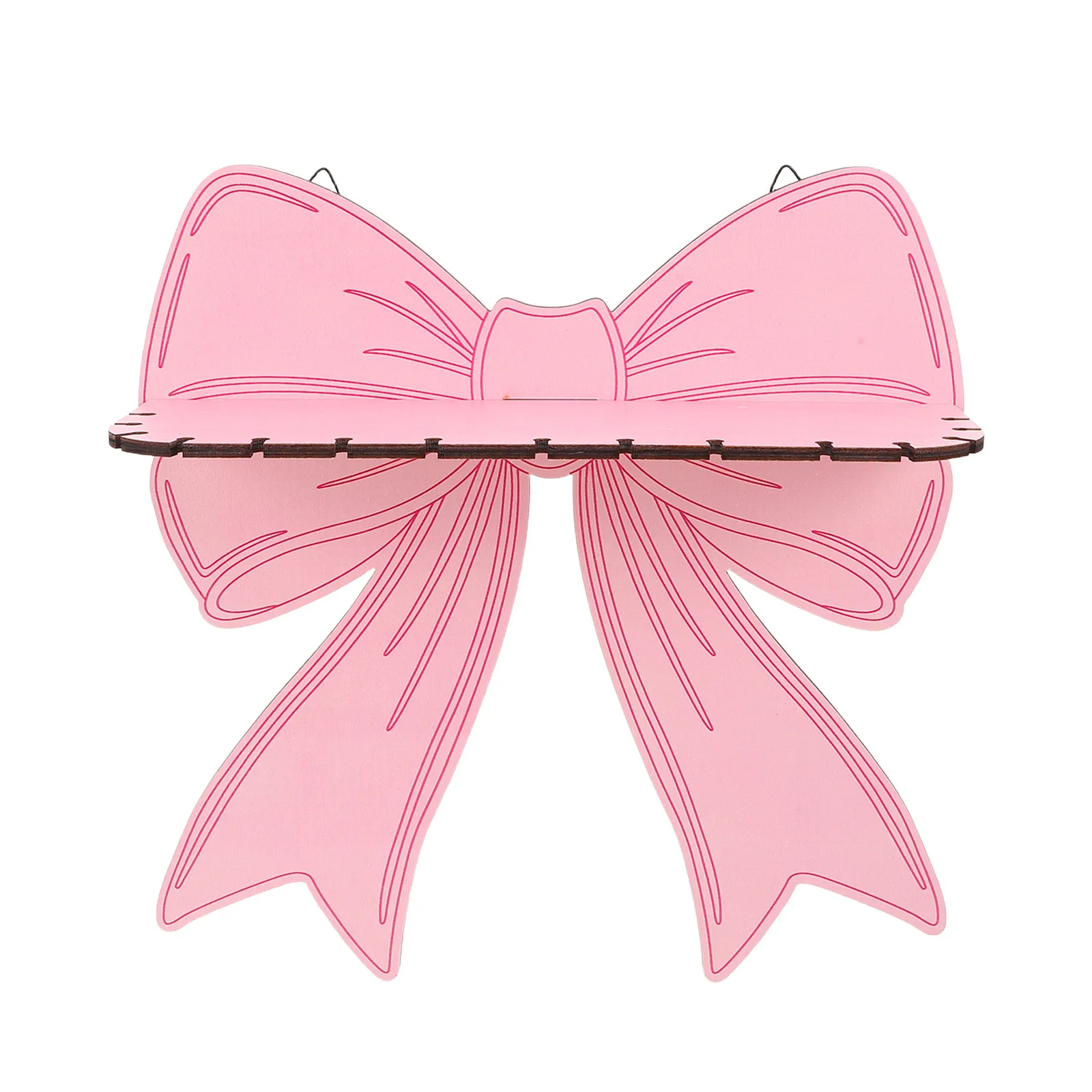 Pink Bow Shaped Wooden Floating Shelf Wall Mount Storage Rack for Nursery Bedroom Living Room Plants Books Pictures Display view 5
