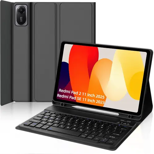 Imagen 2 del producto Funda para Redmi Pad 2 11 pulgadas 2025 funda para teclado/para Redmi Pad SE 11 pulgadas 2023, funda para teclado extraíble Bluetooth inalámbrico