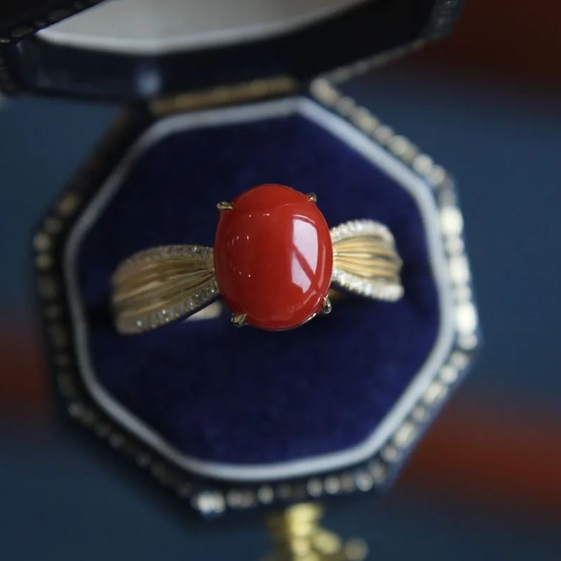 

Vintage Southern Red Tourmaline rings for women New in Fashion Charms Exquisite Elliptical Design Ring Banquet Jewelry Gift
