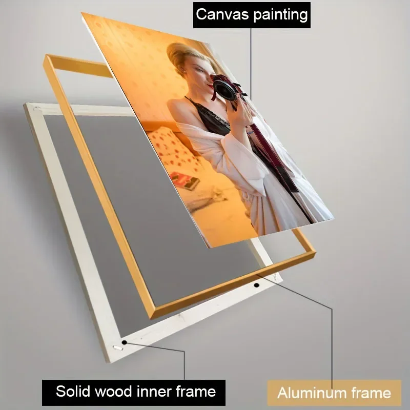 Aluminum Alloy Photo Frame Canvas Frame DIY Photo Frame Default Gold, Black to Note Poster Frame Larger than 60CM Needs Stitchin