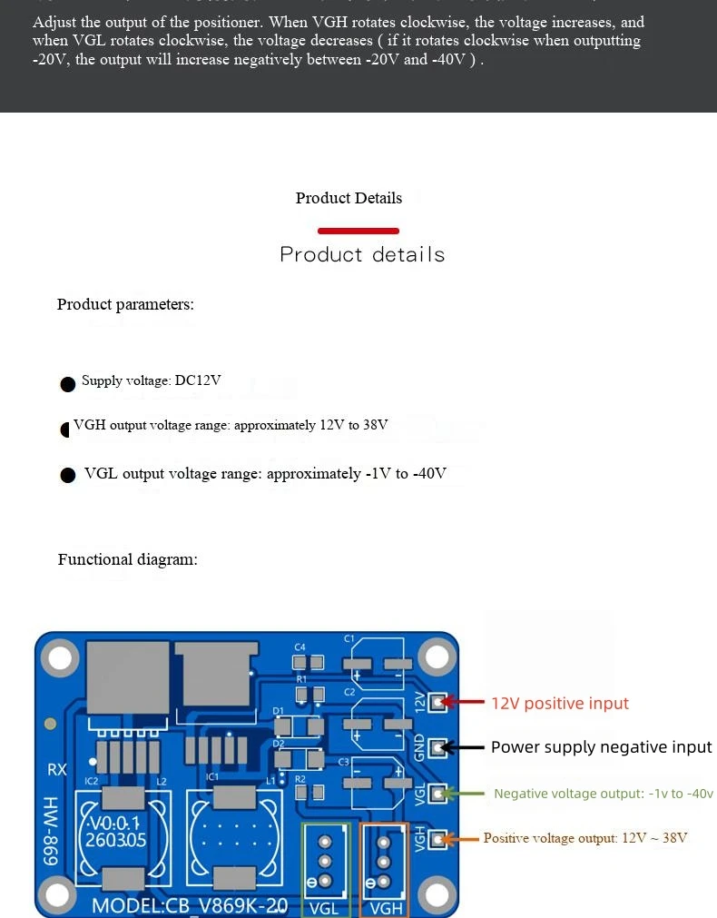 VGH VGL DC-Modul Reparatur LCD-Panel-Schäden, Y-Farbe abnormal, horizontale Linie, LCD-Bildschirm technische Modifikation, DC-Kleinplatine – Detail 3