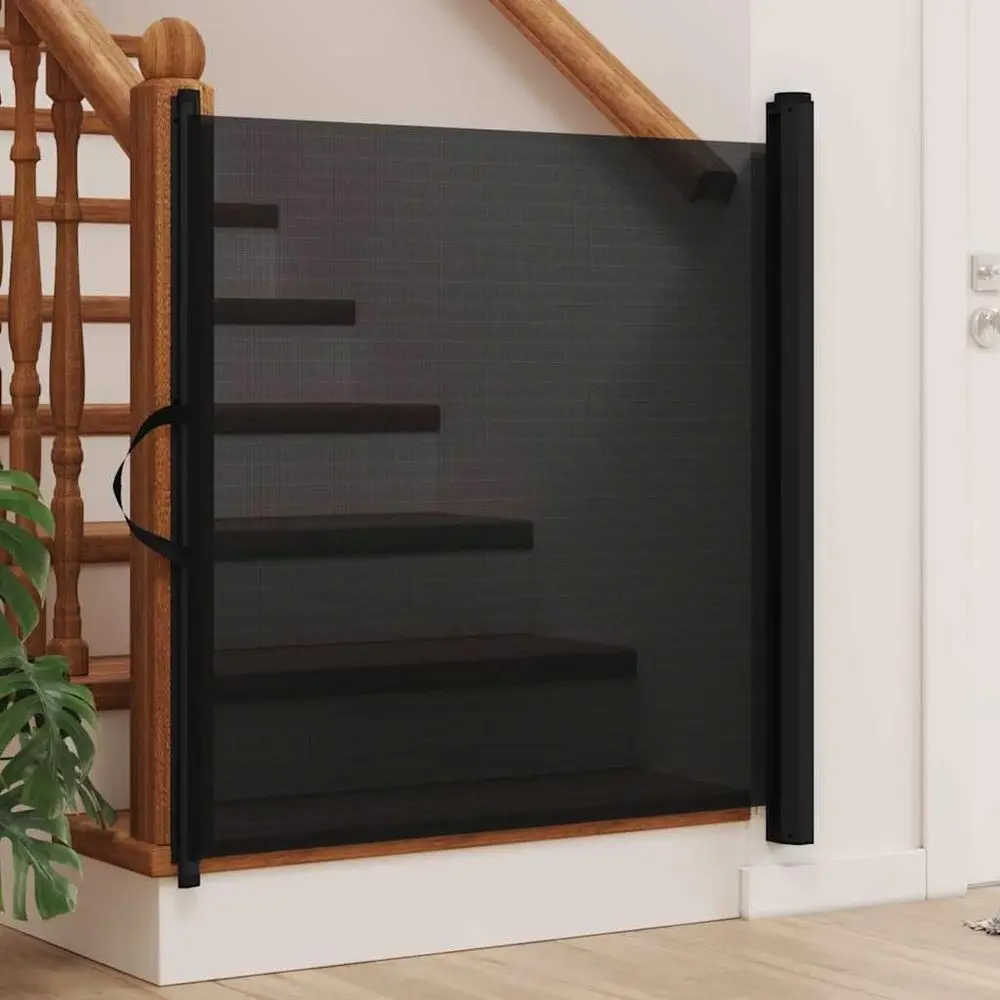 Retractable Pet Gate, Gate or Dogs, Dog Barrier ence or Doorway Corridor Kitchen Bedroom Stair, Puppy Gate, Black