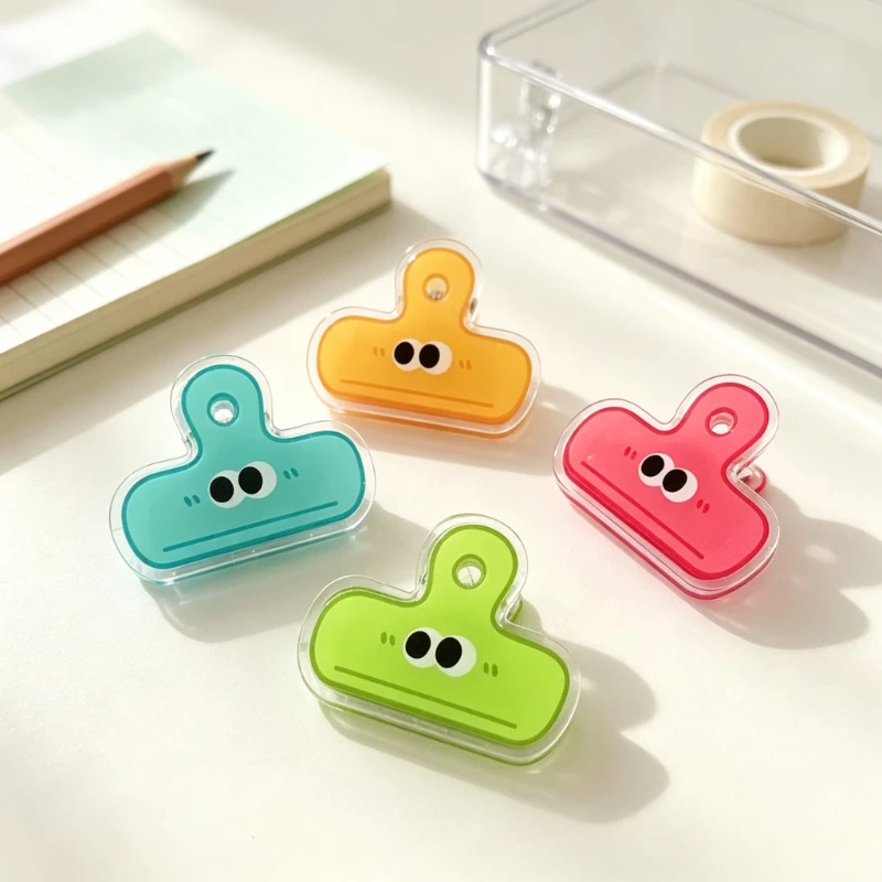 10pcs Kawaii Acrylic Paper Clips Cartoon Eye Binder Clips Colorful Cute Stationery Office Accessories for Journal Planner Desk
