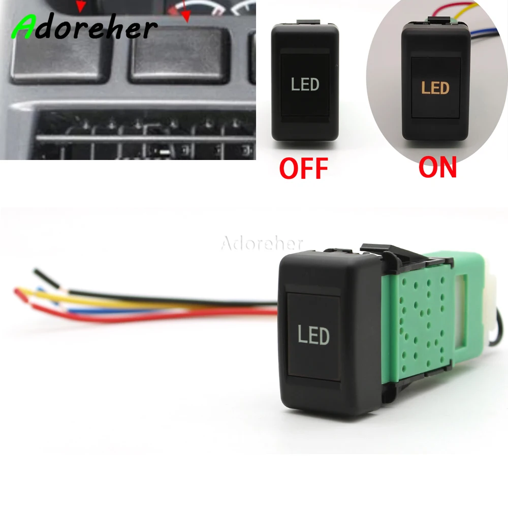 Car Orange Light LED Light Switch Refitted Button Switch with Connect Wire For Isuzu KV100 700P