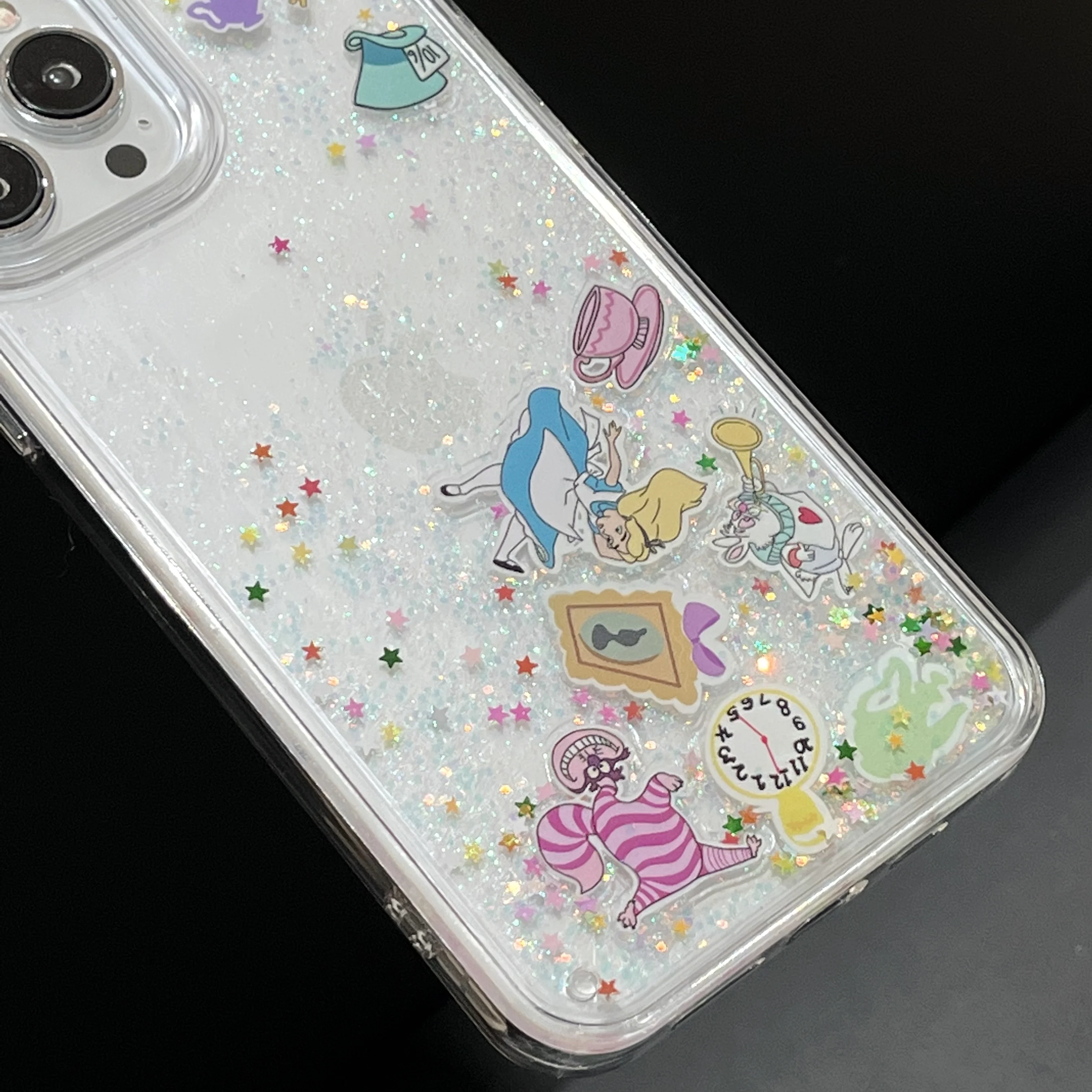 Disney Alice In Wonderland Quicksand Phone Case For iPhone 14 13 12 11 Pro Max XR XS MAX X 7 8 Plus Girl Anti-drop Cover