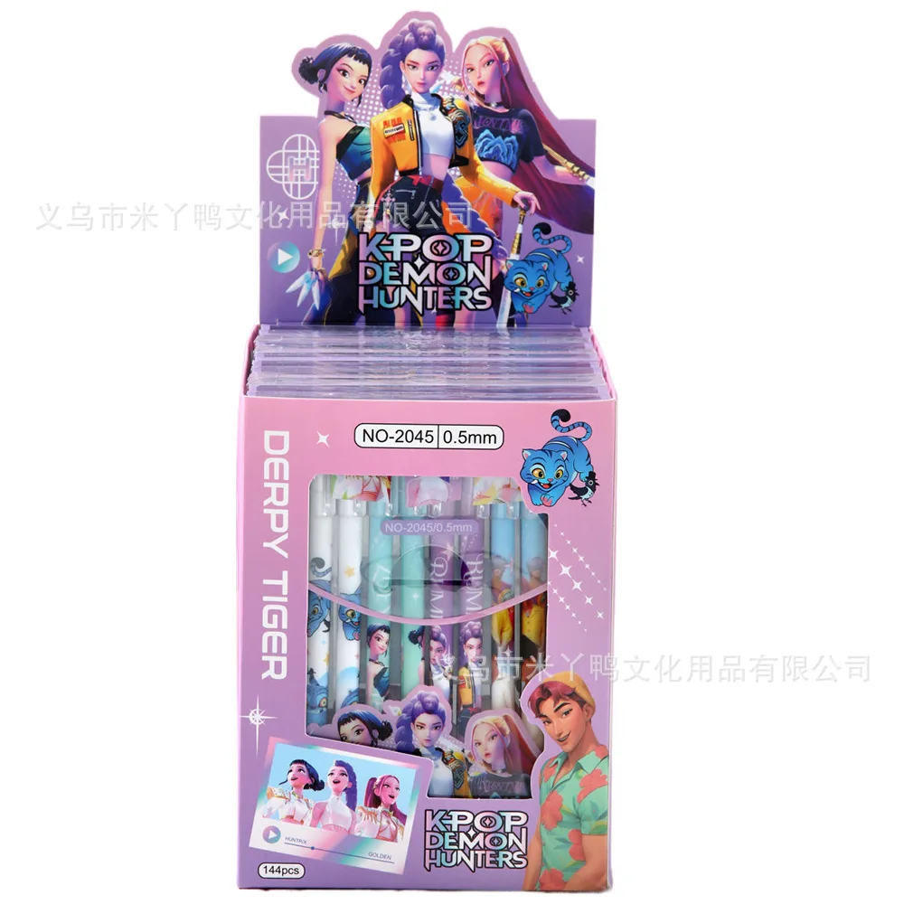 12/24pcs 만화 스트레이트로드 중성펜 0.5mm 지울 수있는 검정색 펜 학생 쓰기 연습 펜 문구 학습 용품 Gif