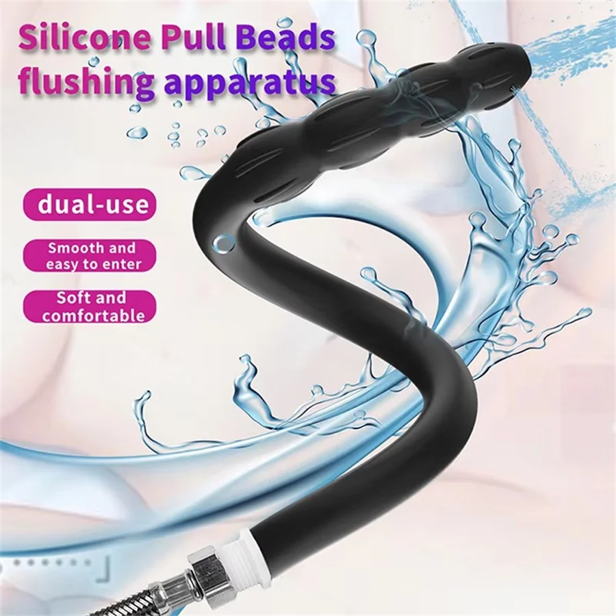 Silicone Anal Enema Long Tube Unisex Vaginal Anus Shower Douche Butt Plugs Enema Washing Cleaning Nozzle Sex Toys For Women Men