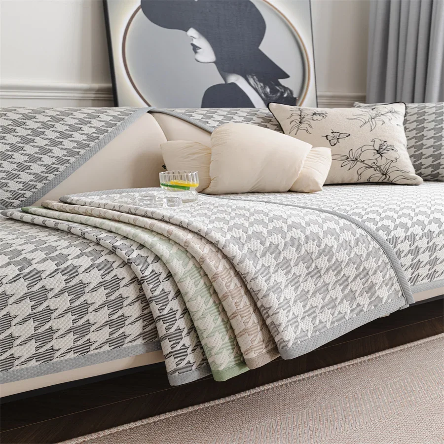 Cool Ice Silk Sofa Cushion Summer Mat Non-slip Cushion 2025 Summer Light Luxury Pure White Sofa Cover Cloth