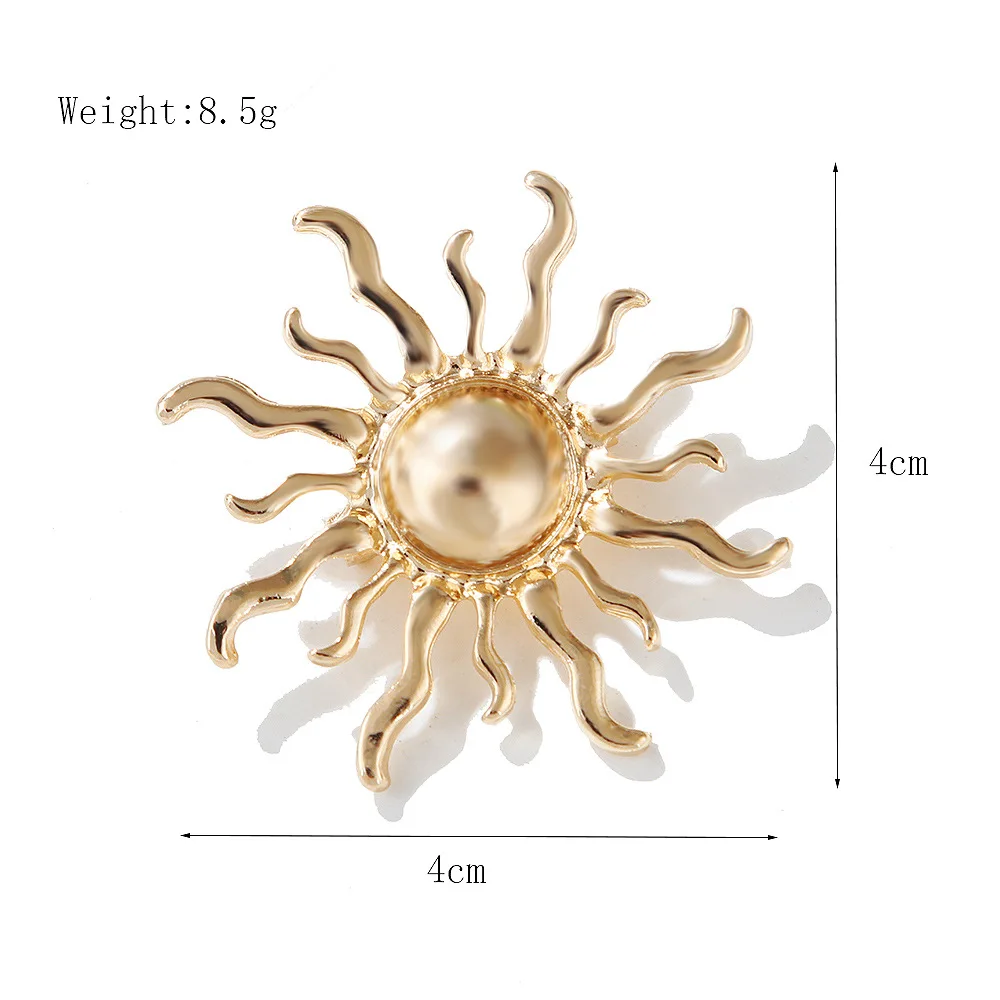 Fashion Sun Metal Retro Women Men Brooch Pin Sunflower Accessories Jewelry For Lady Gold Color Pins Vintage Clothing Gift