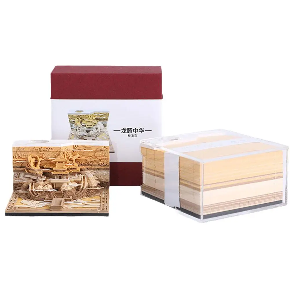 3d Three-dimensional Note Paper Gift Notepad Architecture Sticky Calendar 3d House Notes Ancient Calendar B6c8