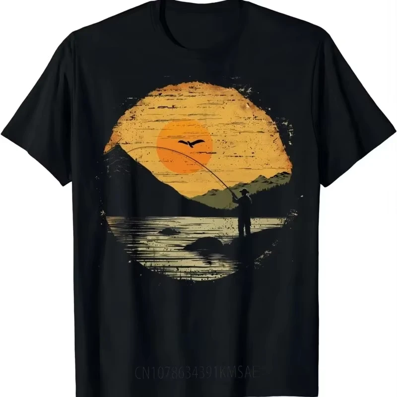 

Outdoor Inspired Fishing Print Men Clothing Top Graphic Camisas Streetwear Ropa Hombre Vintage TShirt Top Clothing Fashion Loose