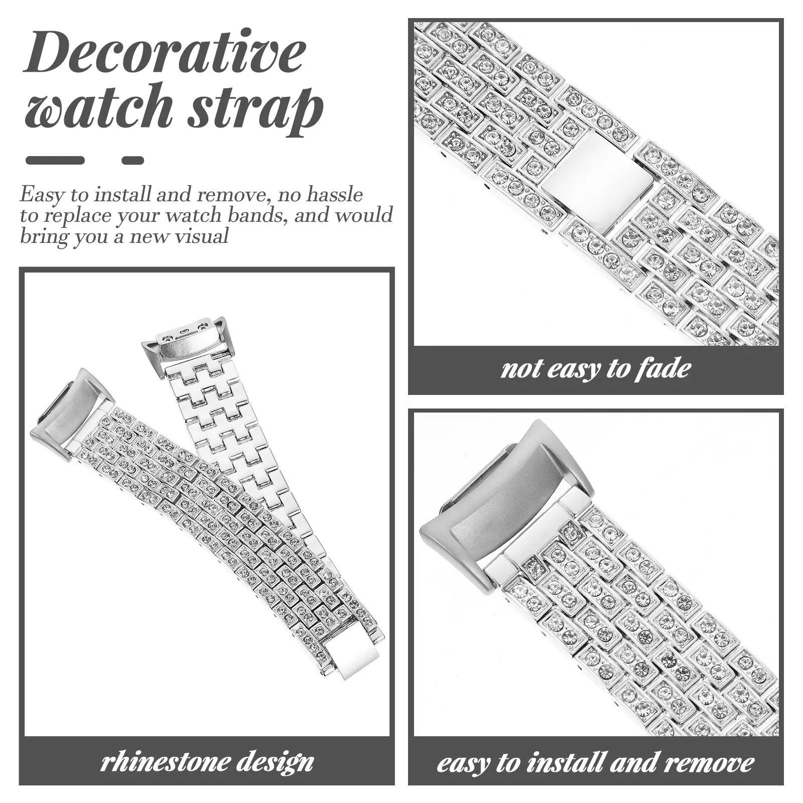 Wear-Resistant Stainless Steel Smart Watch Strap Delicate Adjustable Replacement Band Compatible with Samsung 2 Pro