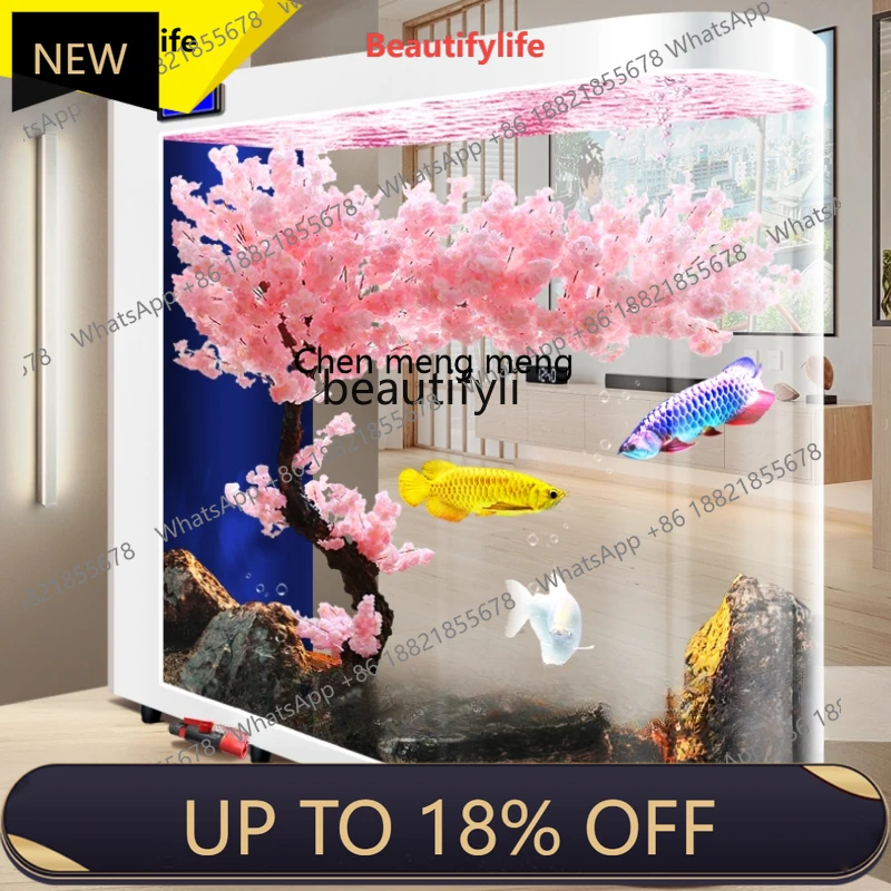 

P178 Fish Tank Living Room Floor Bullet Subareas Screens Aquarium Household Ecological Glass Fish Globe
