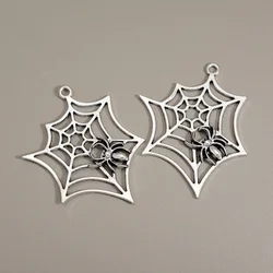 5pcs/lot--53x46mm Gothic Halloween Spider Web Charms Pendants For Diy Necklace Jewelry Making Findings Supplies Accessories