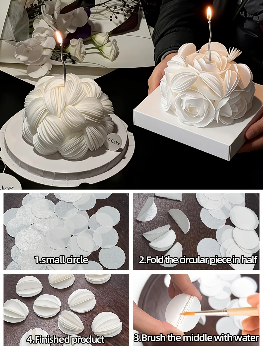 DIY Kuchenrand-Dekorationen 120/210 Stück 3D Kuchendekorationen | Runde Schwanenrosen-Blumenbordüren | Kugelförmiges Backen zum Selbermachen – Detail 4