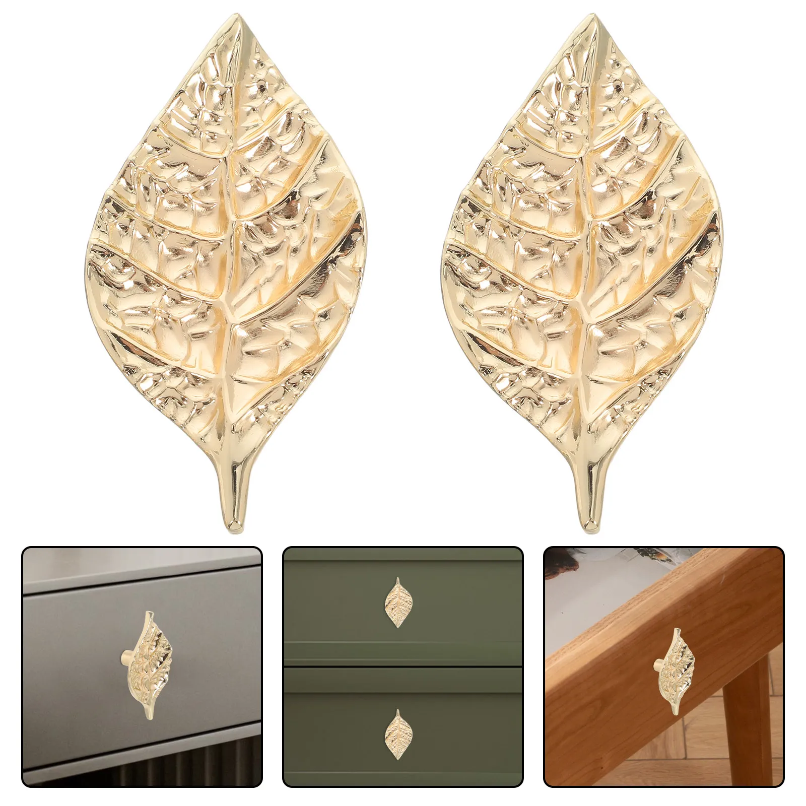 3Pcs Leaf Dresser Handles Decorative Drawer Knobs for Wardrobe Cabinet Door Furniture Shoe Cabinet Pulls Zinc Alloy Material