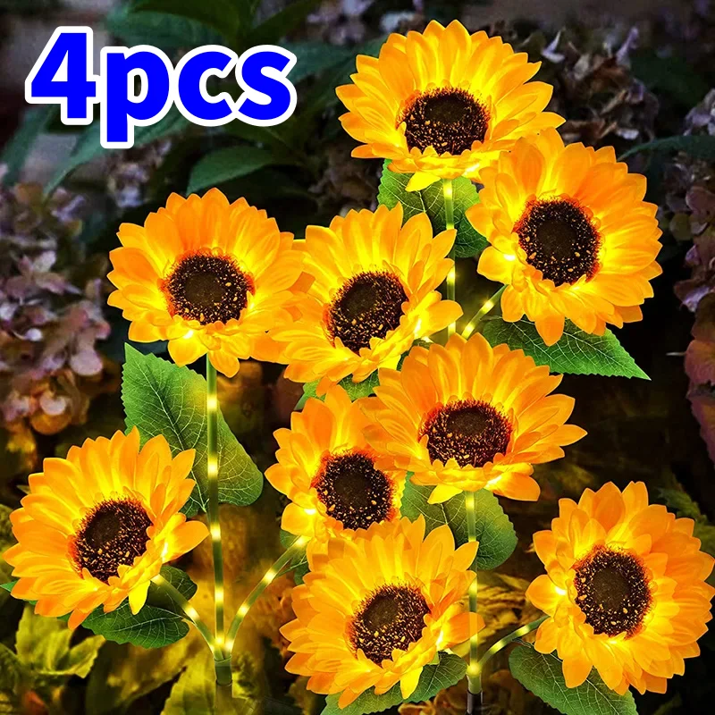 

4/2/1pcs Solar Simulation Sunflower LED Lights Garden Yard Lawn Night Lights Landscape Lamp Decor Christmas Flower Light