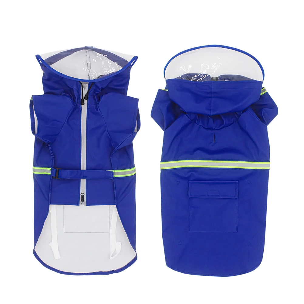 

Waterproof Dog Clothes Lightweight Durable Breathable Raincoat Puppy Jacket Pet Clothing Reflective Stripe Safe Night PU