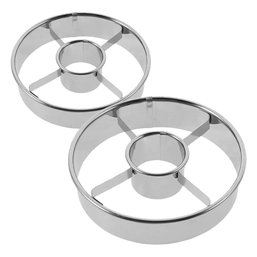 2Pcs Stainless Steel Round Doughnut Mold Baking Cutter Reusable Professional Doughnut Shaper for Cookies Fondant Chocolate DIY