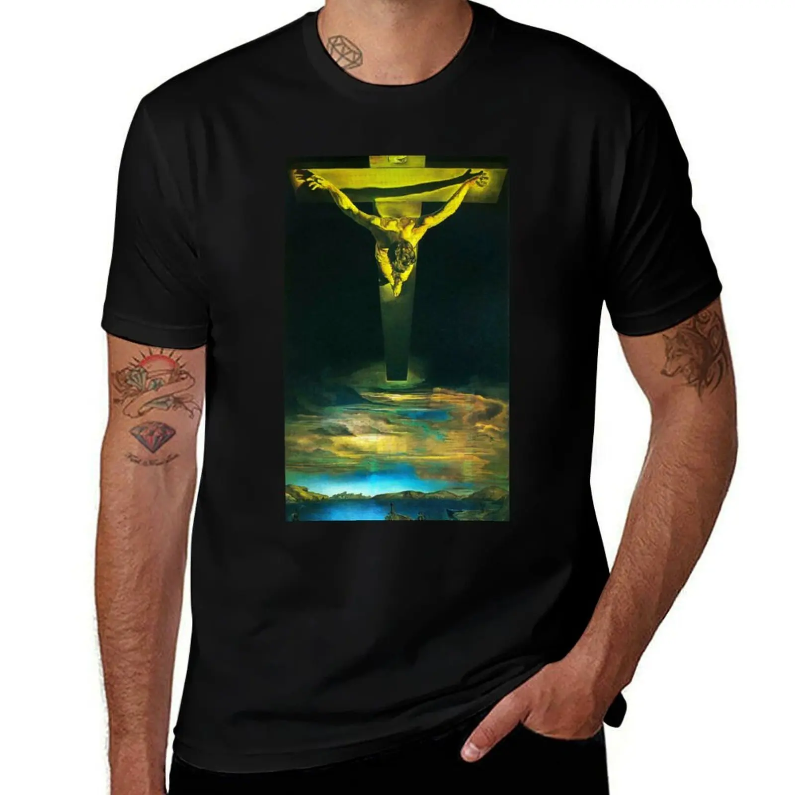 

HD Christ of Saint John on the Cross 1951 Painting by Salvador Dalí T-Shirt Soft Cotton Print T-Shirt