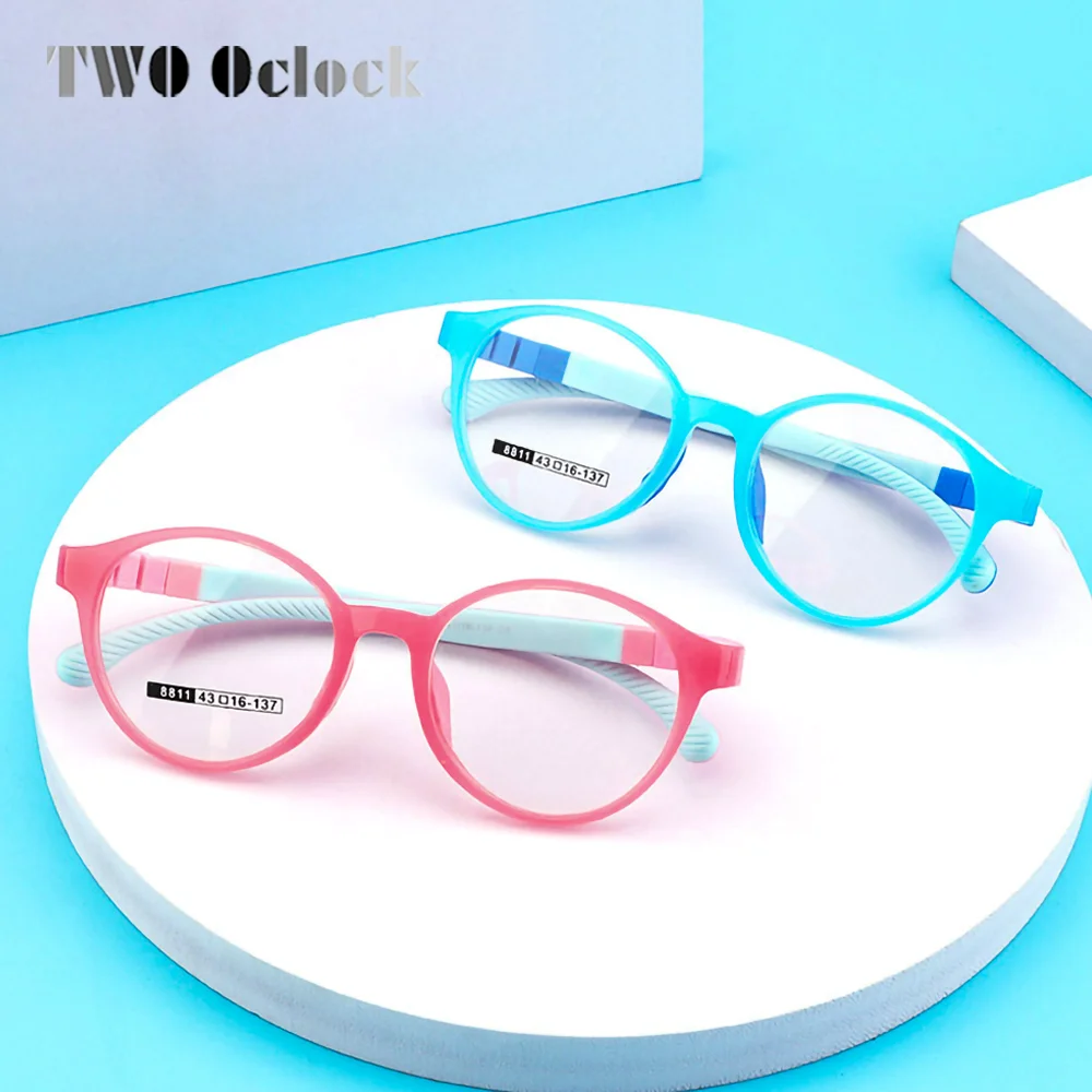 Flexible Flexible Child Eyeglasses Frame Round Prescription Optic Frame No Diopter Glasses Kid Girl Boys Eyewear Lightweight 43